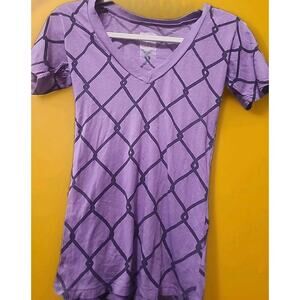Spark In The Dark Womens Two Tone Basic T-Shirt, Purple, Small New A127